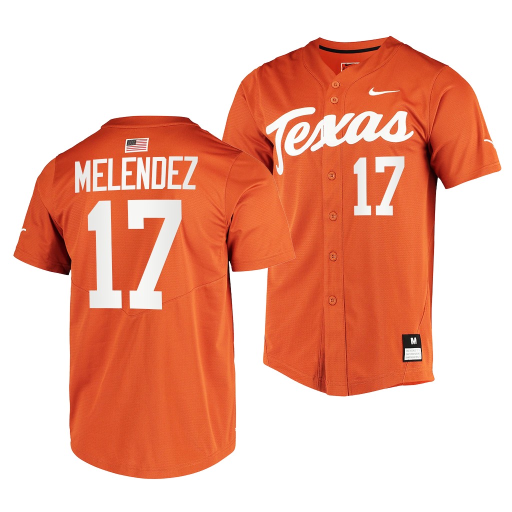 Texas Longhorns Ivan Melendez College Full-Button Orange #17 Jersey