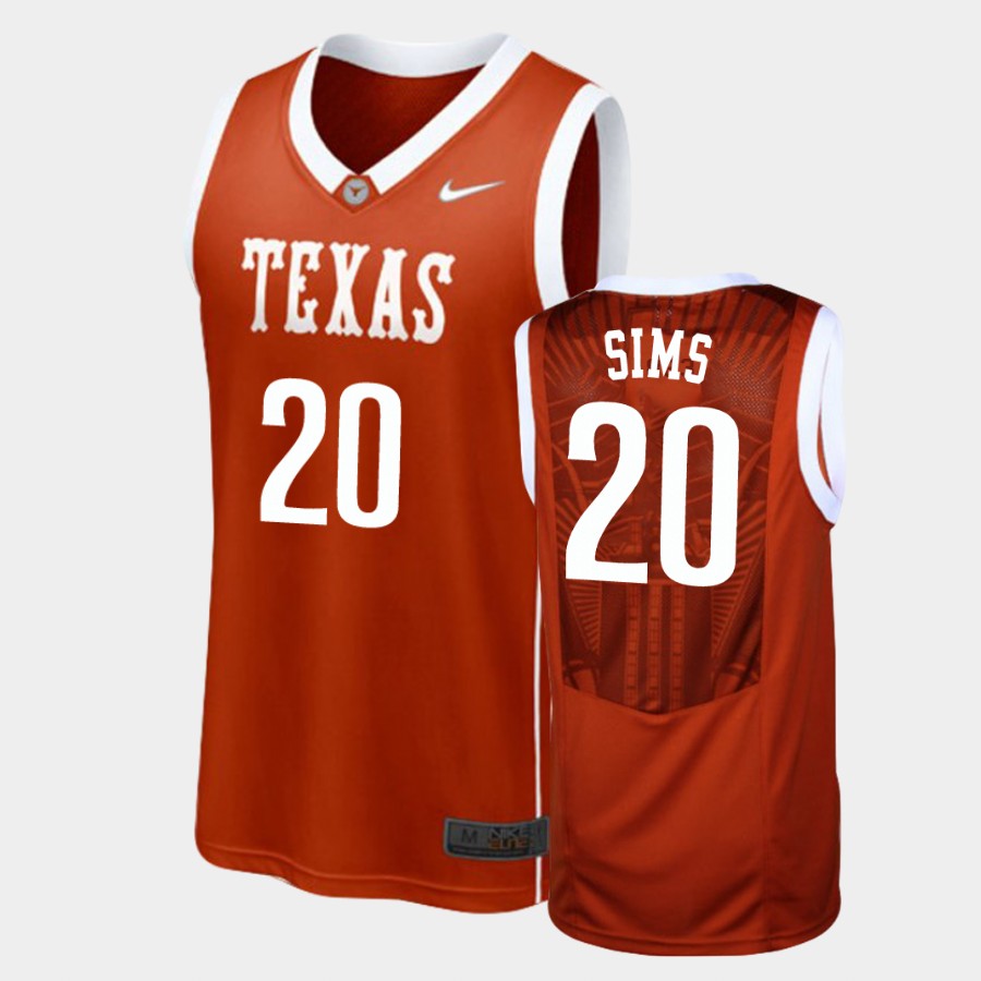 Texas Longhorns Jericho Sims Burnt Orange College Jersey