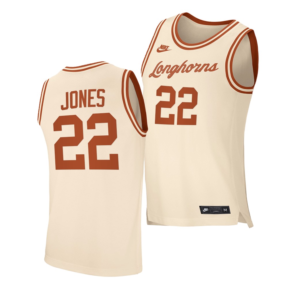 Texas Longhorns Kai Jones Cream 2020-21 Retro Jersey