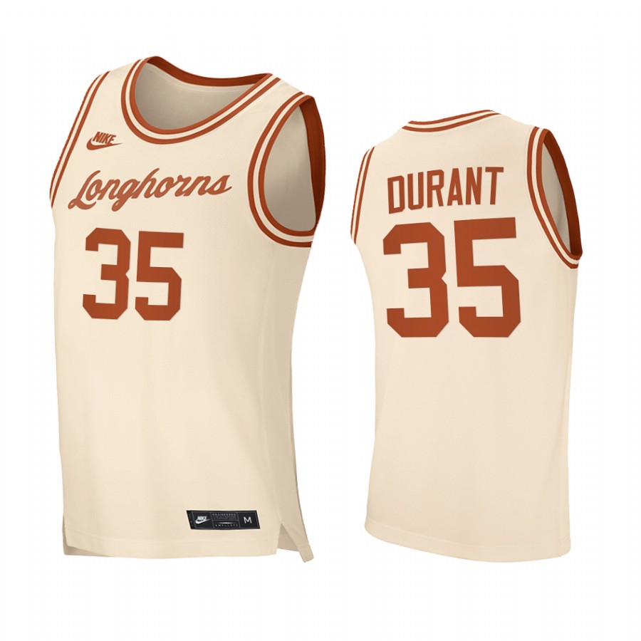 Texas Longhorns Kevin Durant Cream Retro Jersey
