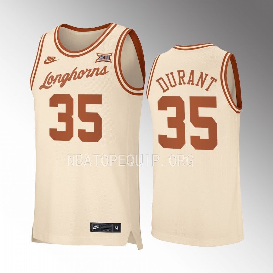 Texas Longhorns Kevin Durant Jersey Retro Cream Alumni Uniform