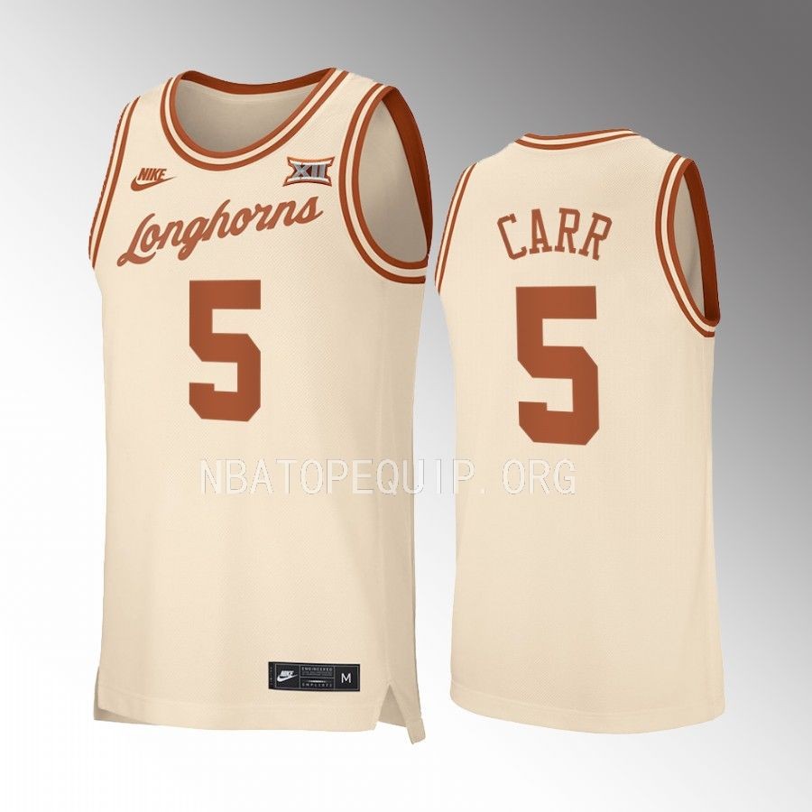 Texas Longhorns Marcus Carr Jersey 2022-23 Retro Cream Uniform