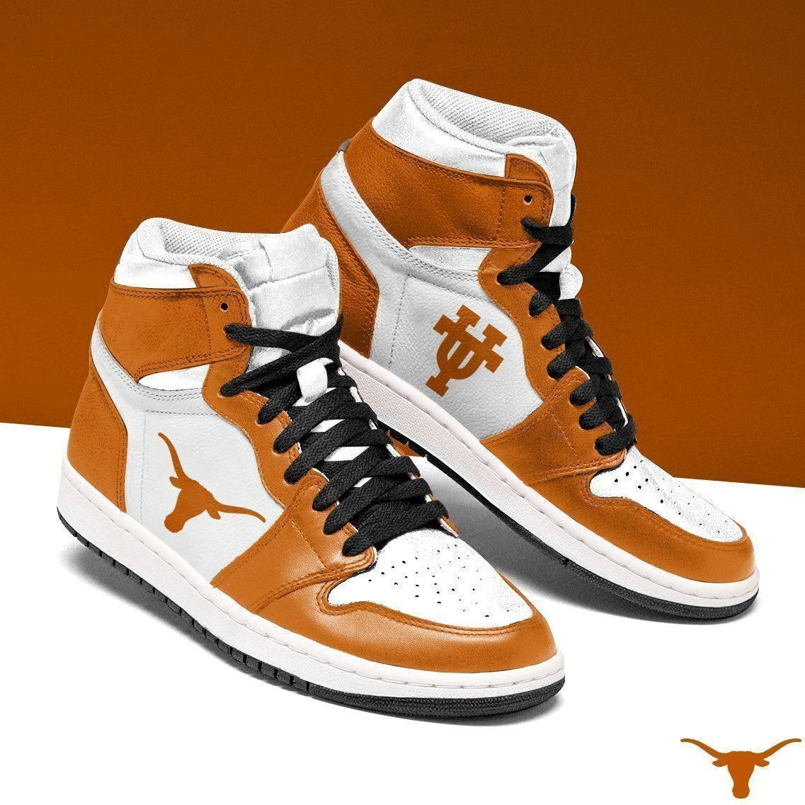 Texas Longhorns NCAA Fashion The best Sneakers Basketball Shoes Leather High Top Air Jordan Sneaker, Air Jordan Hightop