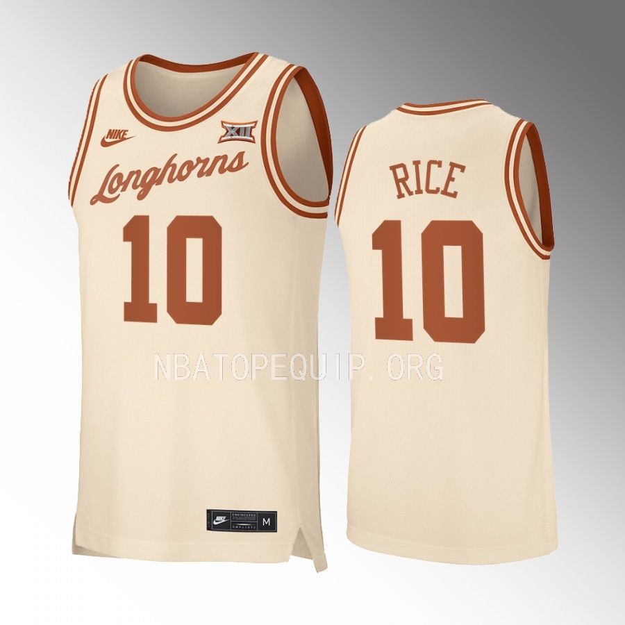 Texas Longhorns Sir’Jabari Rice Jersey 2022-23 Retro Cream Uniform