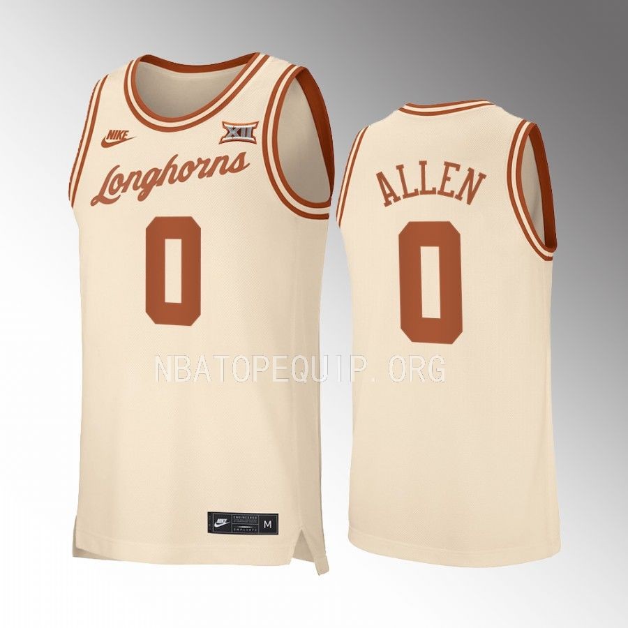 Texas Longhorns Timmy Allen Jersey 2022-23 Retro Cream Uniform