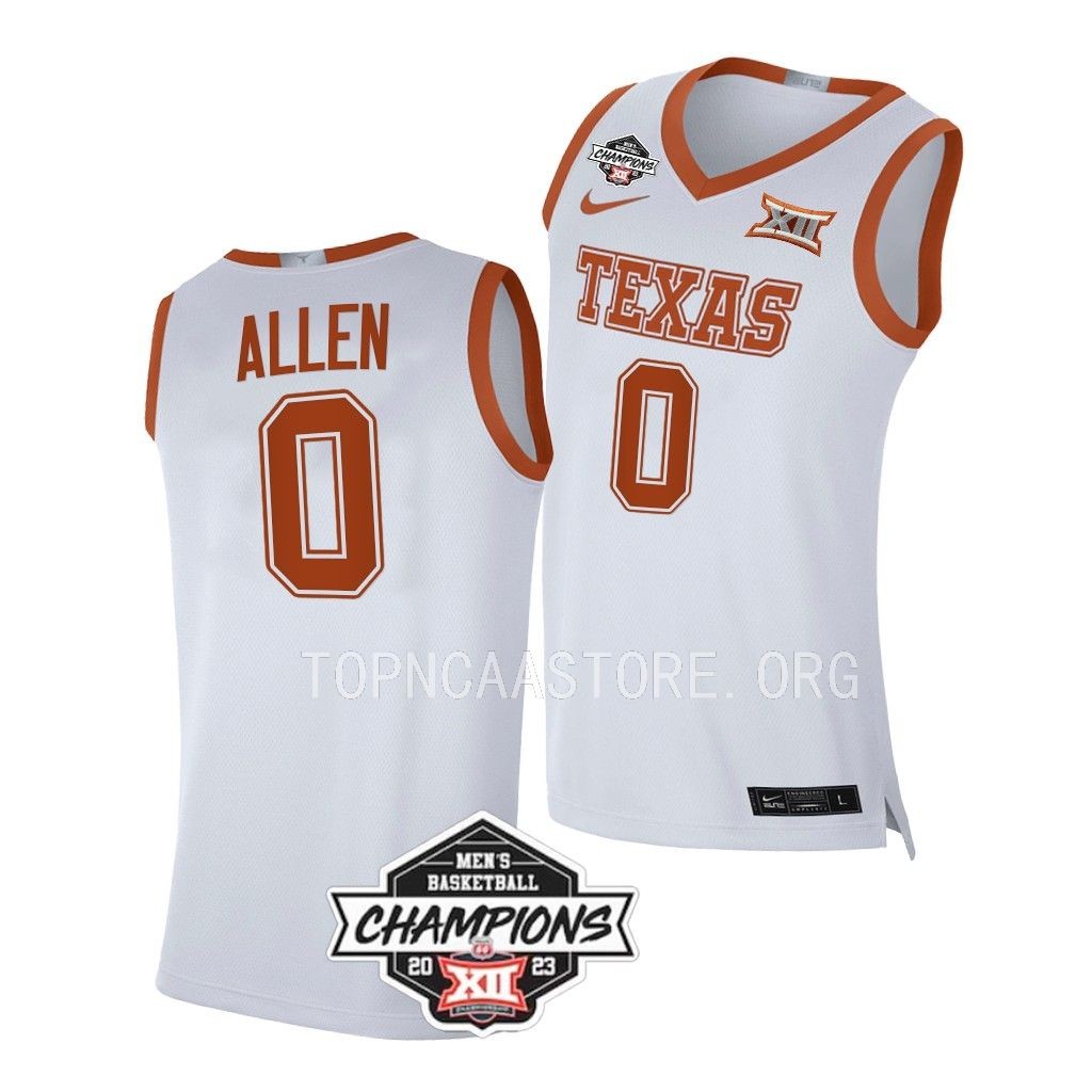 Texas Longhorns Timmy Allen White #0 2023 Big 12 Mens Champs Jersey Men