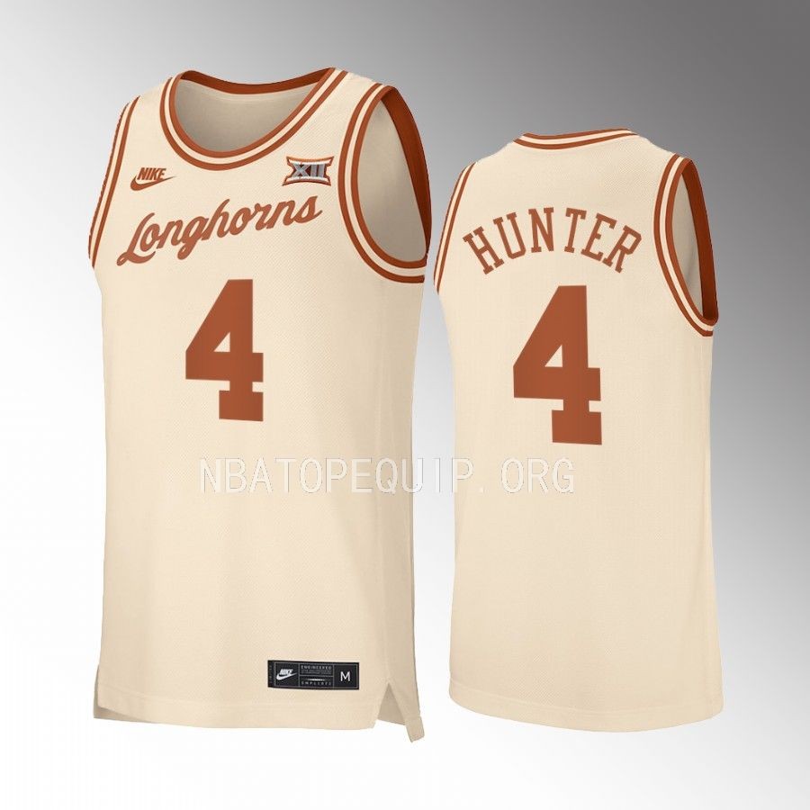 Texas Longhorns Tyrese Hunter Jersey 2022-23 Retro Cream Uniform