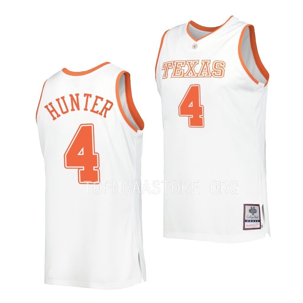 Texas Longhorns Tyrese Hunter White #4 Throwback Jersey College