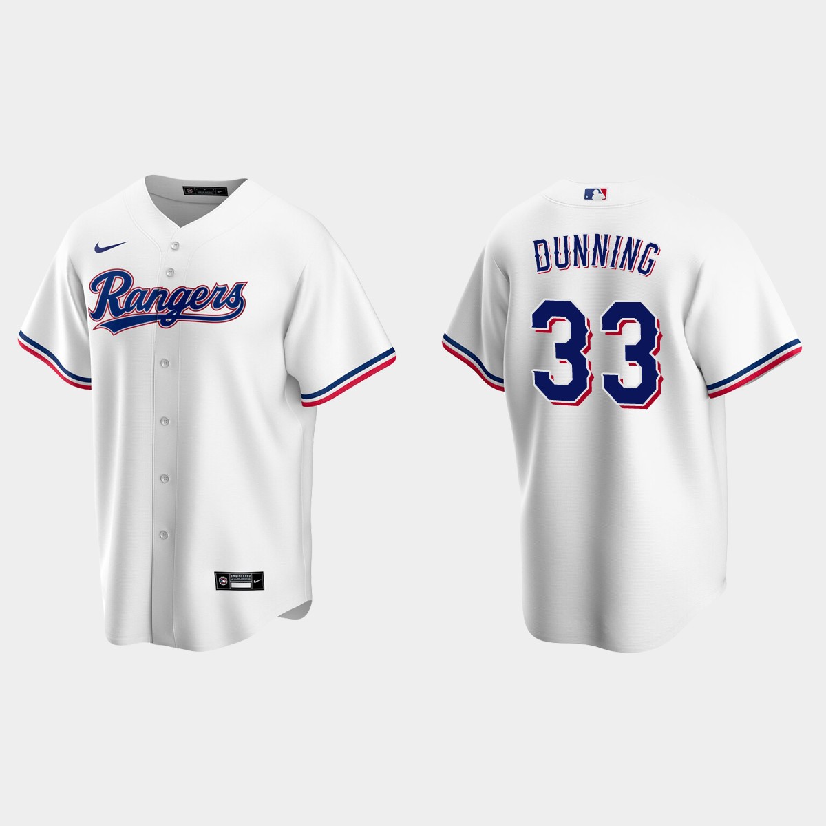 Texas Rangers #33 Dane Dunning Home Jersey - White