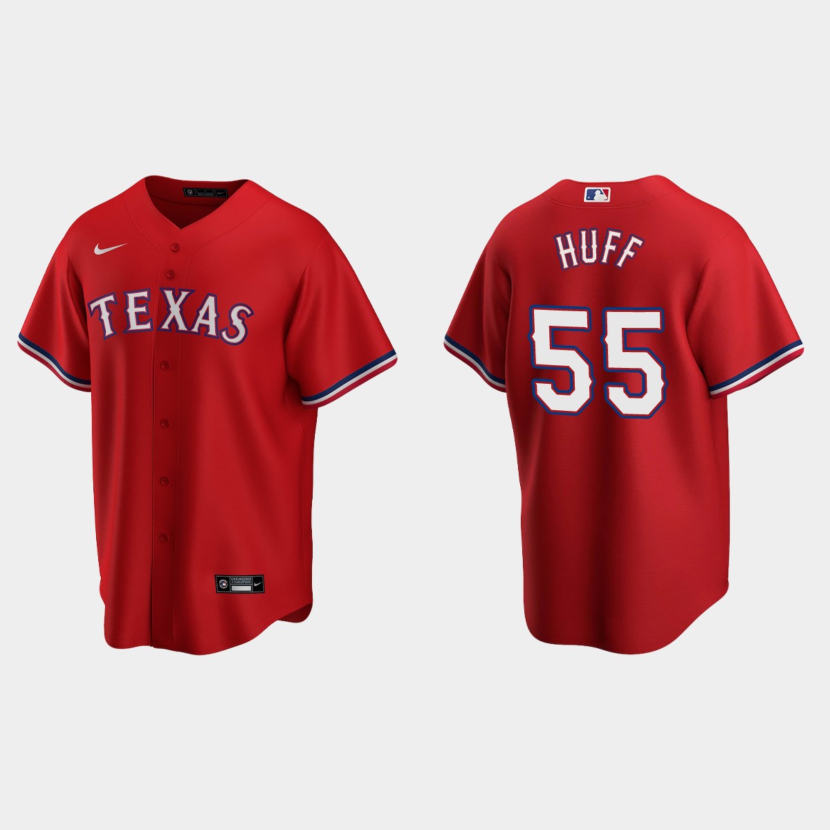 Texas Rangers #55 Sam Huff Alternate Jersey - Red