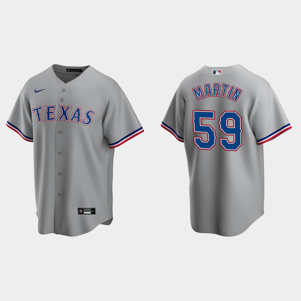 Texas Rangers #59 Brett Martin Road Jersey - Gray