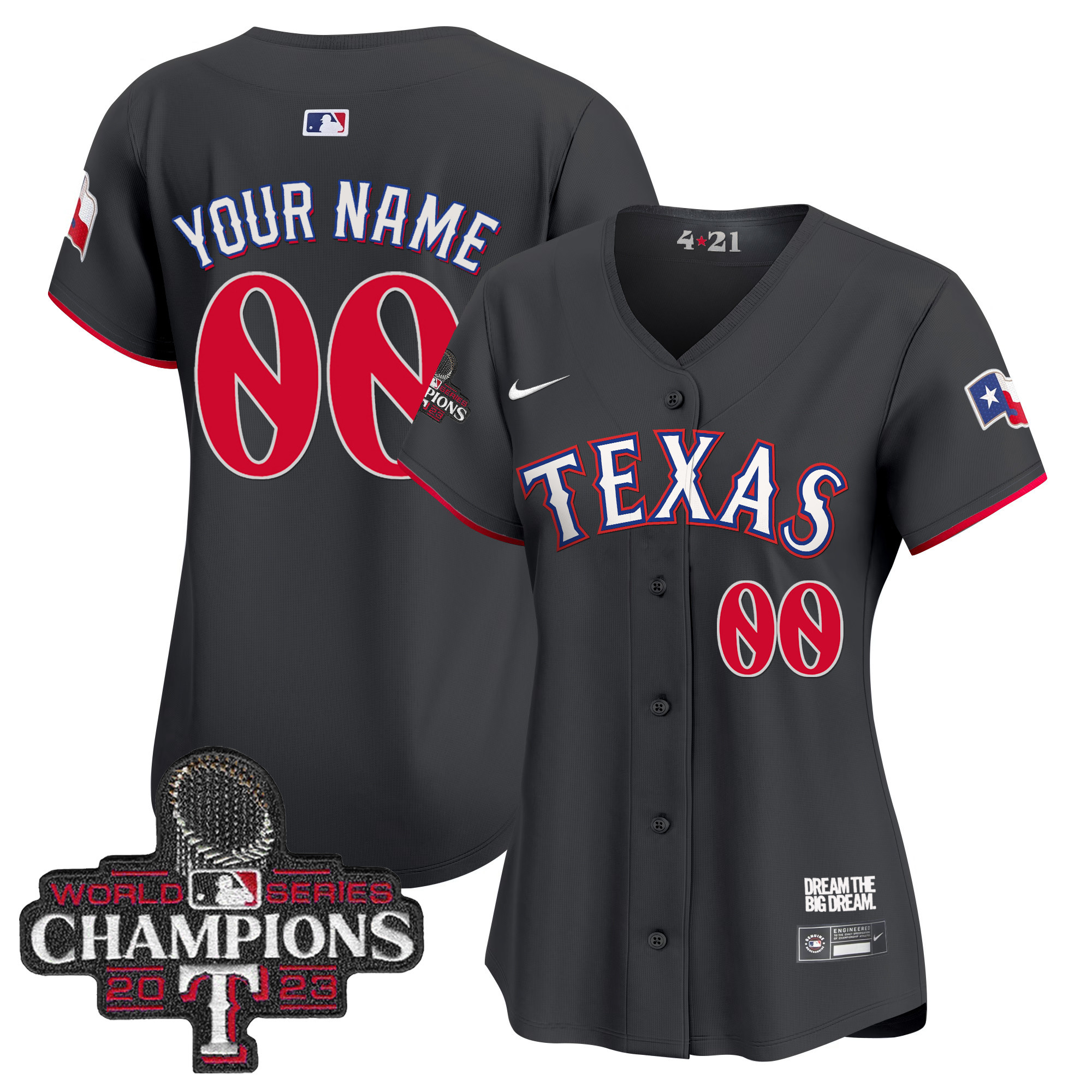 Texas Rangers 2023 World Series Champions City Connect Vapor Premier Limited Custom Black Jersey - All Stitched