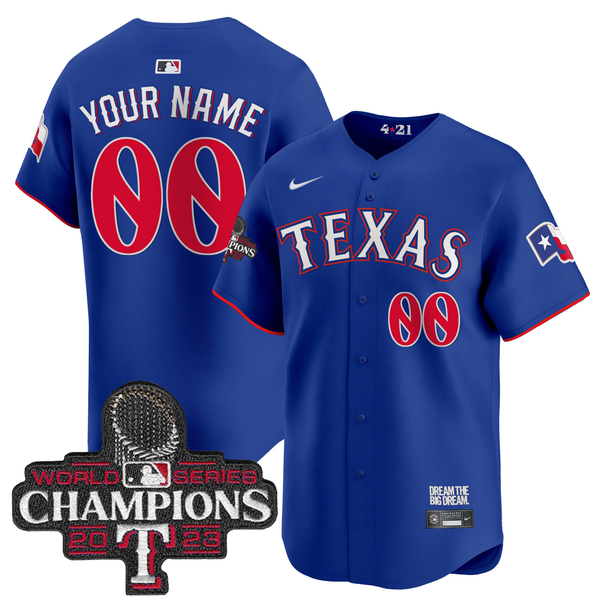 Texas Rangers 2023 World Series Champions City Connect Vapor Premier Limited Custom Royal Jersey - All Stitched