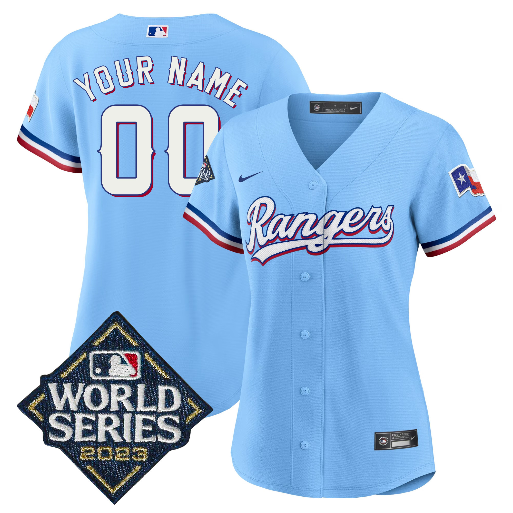 Texas Rangers 2023 World Series Cool Base Custom Blue Jersey - All Stitched