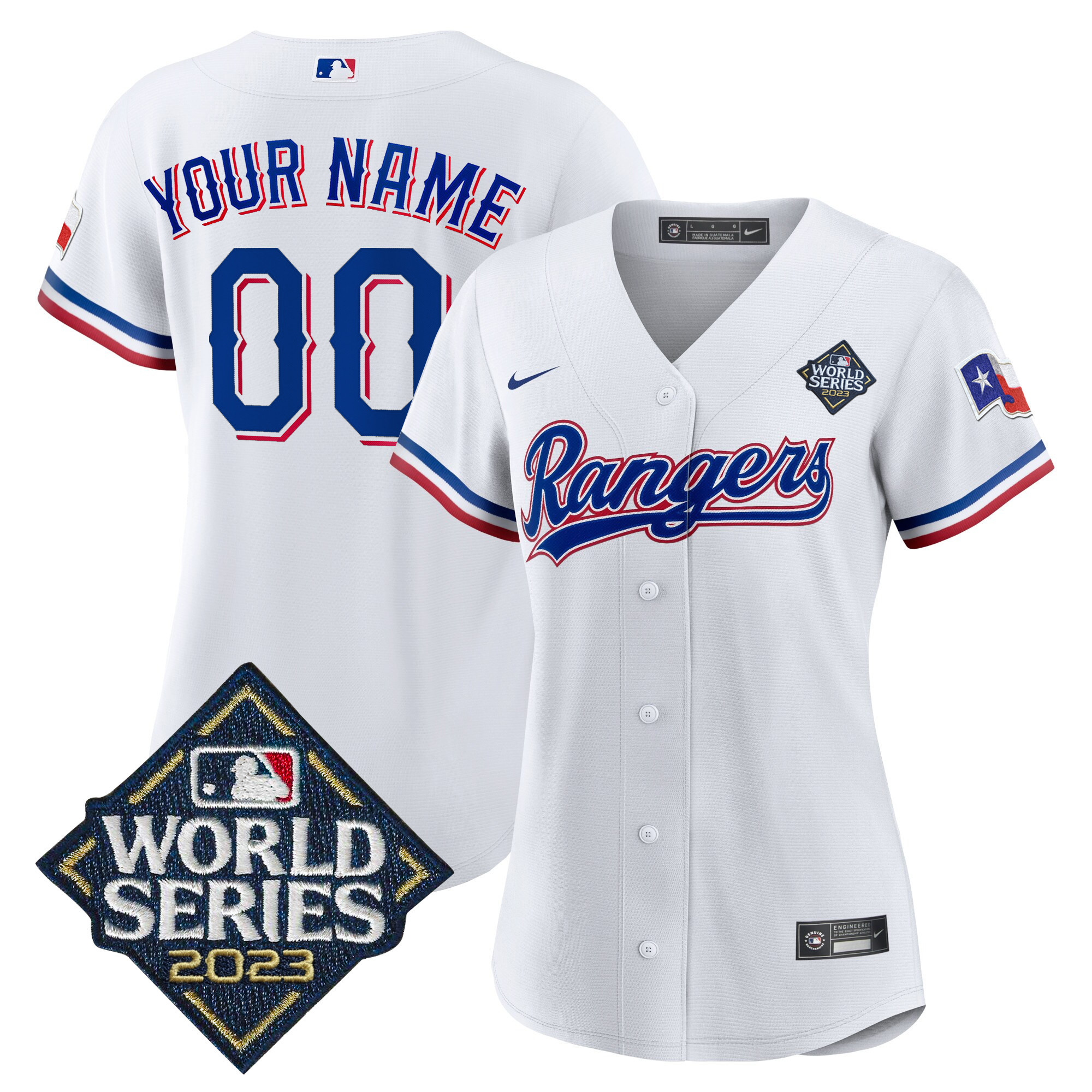 Texas Rangers 2023 World Series Cool Base Custom V2 White Jersey - All Stitched