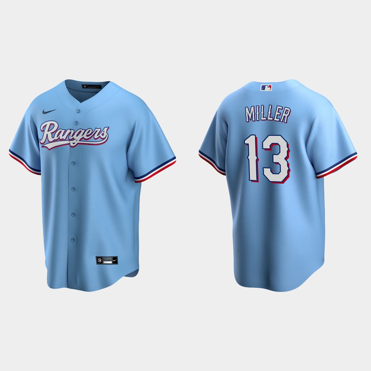 Texas Rangers Brad Miller Alternate Jersey - Light Blue