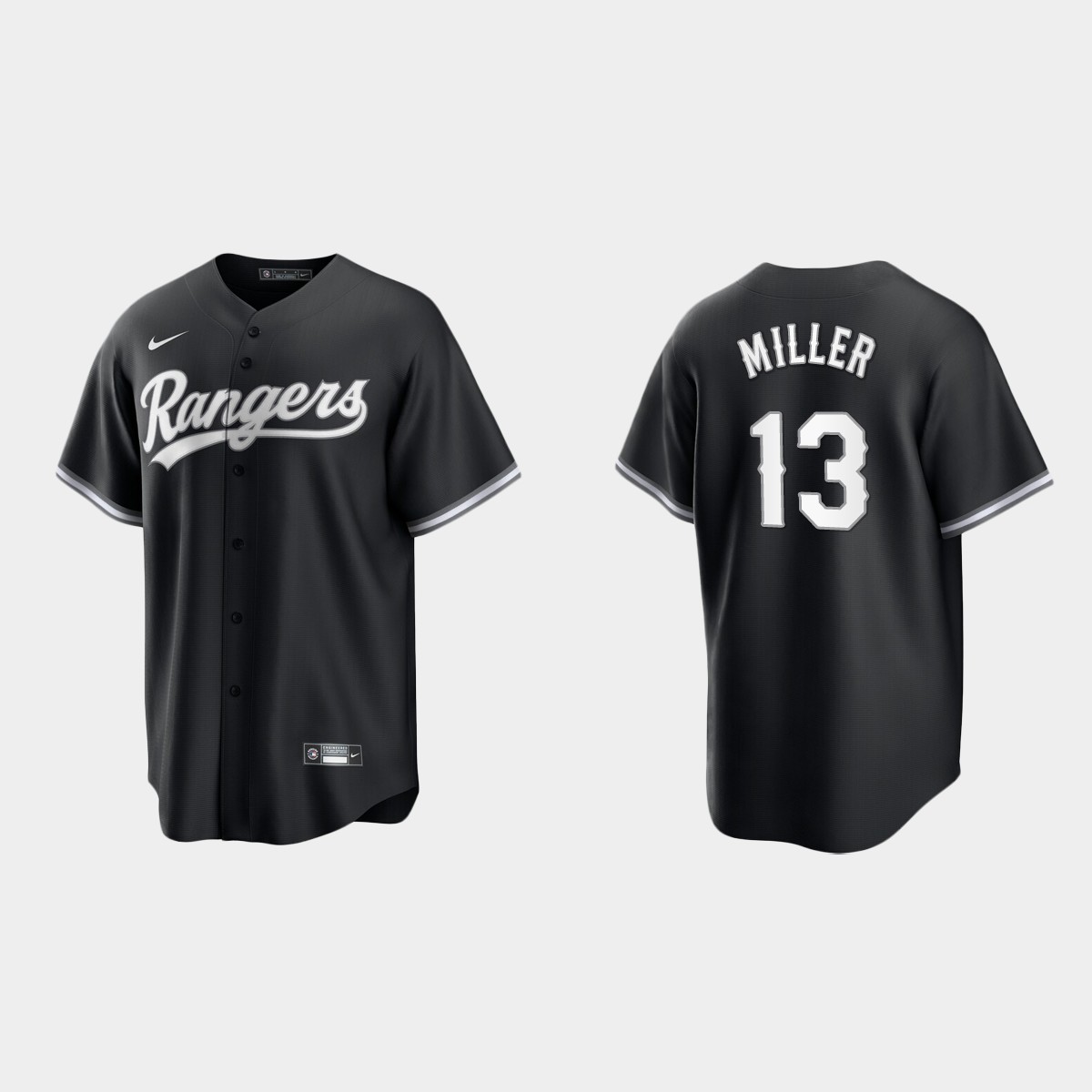 Texas Rangers Brad Miller Jersey - Black White