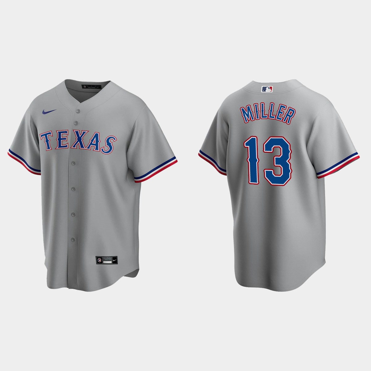 Texas Rangers Brad Miller Road Jersey - Gray
