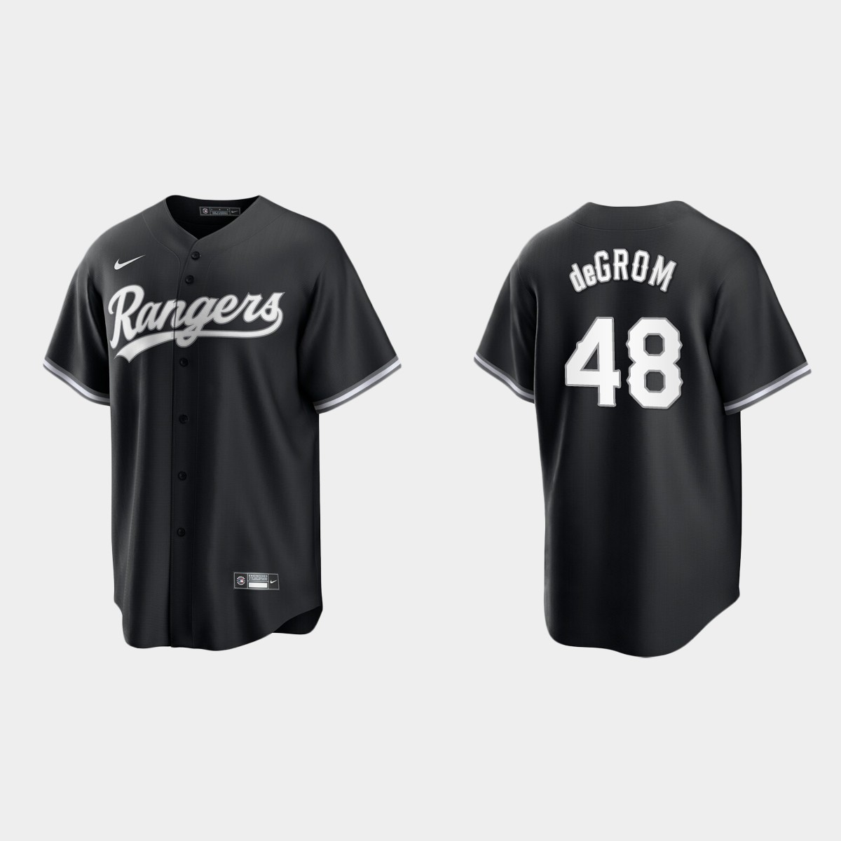 Texas Rangers Jacob deGrom Jersey - Black White