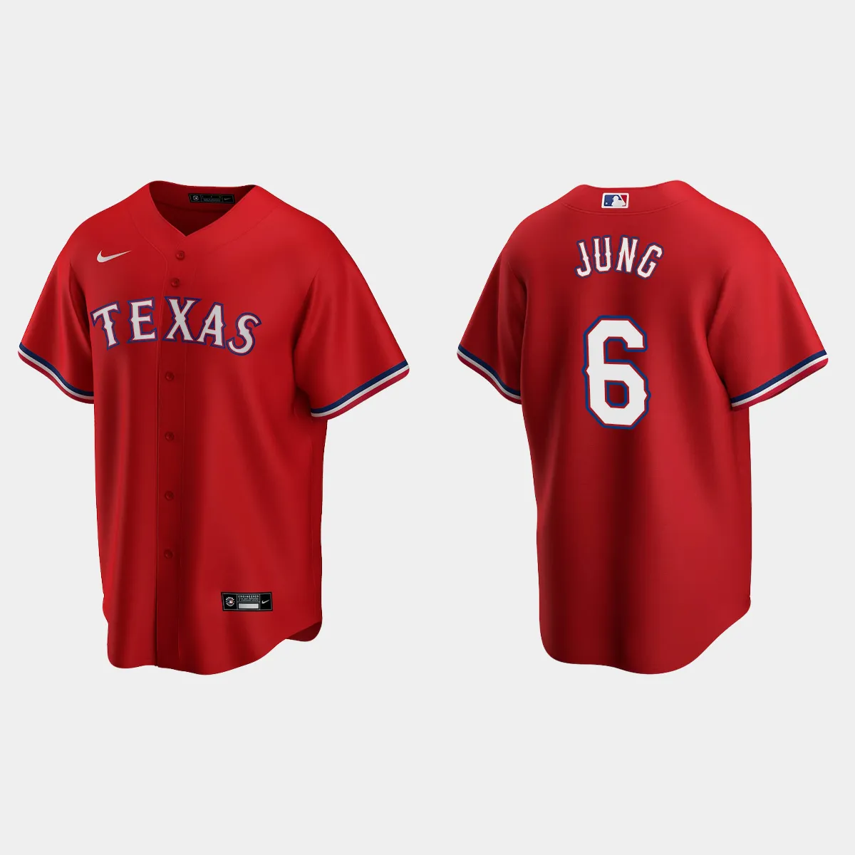 Texas Rangers Josh Jung Alternate Jersey - Red