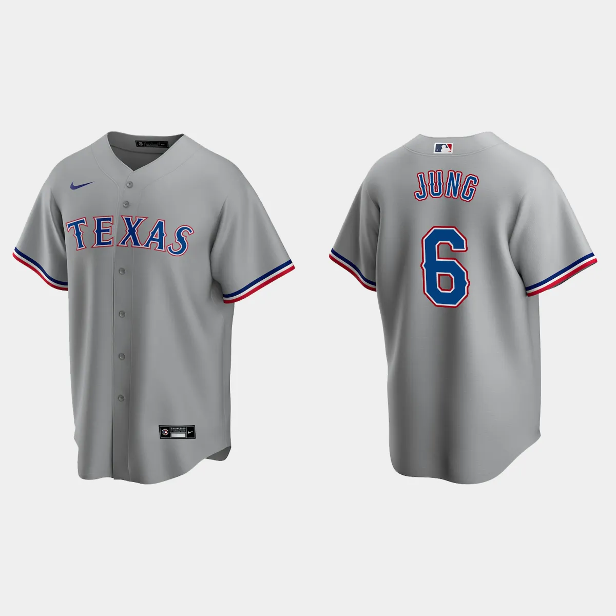 Texas Rangers Josh Jung Road Jersey - Gray