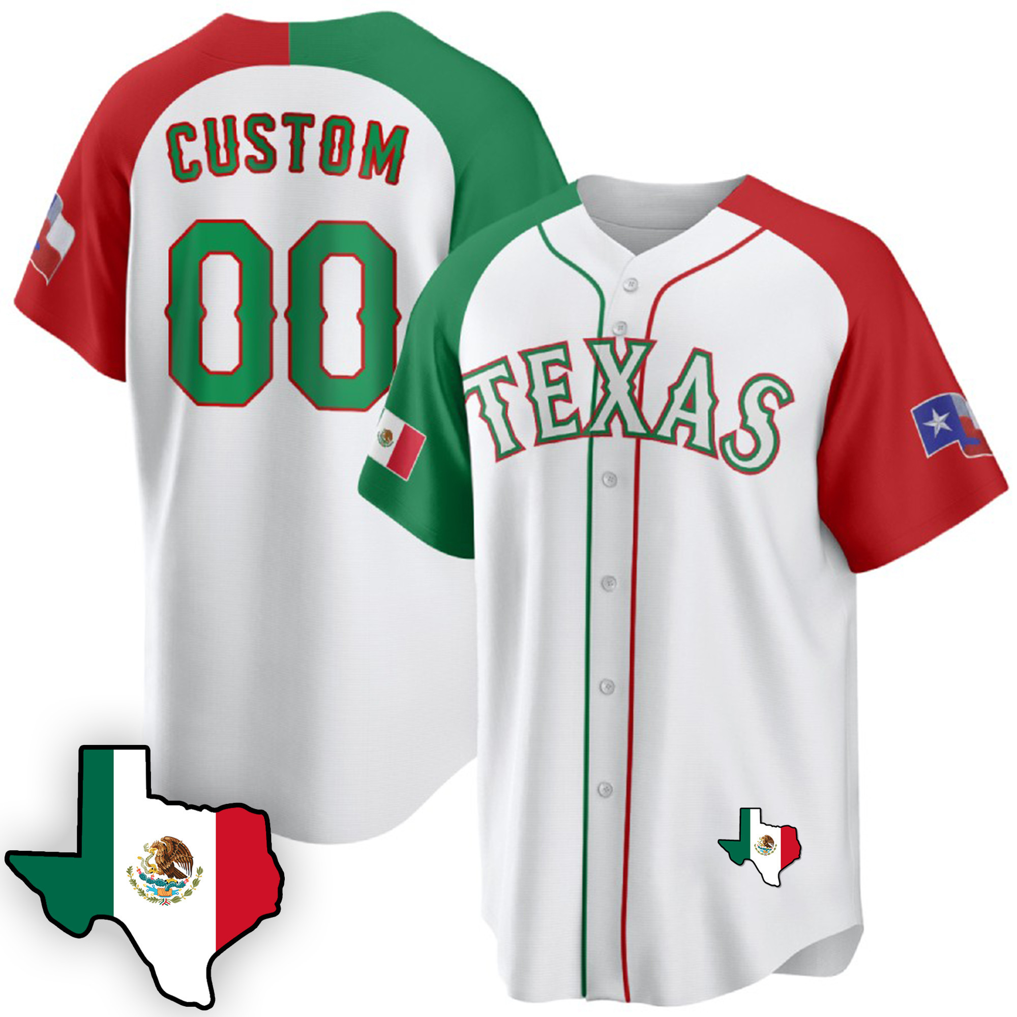 Texas Rangers Mexican Cool Base Custom V3 Alternate Jersey - All Stitched