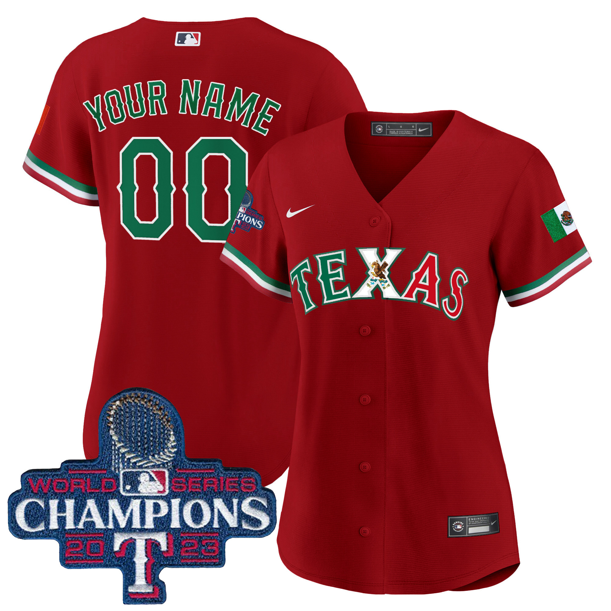Texas Rangers Mexico 2023 World Series Champions Baseball Custom Red Jersey - All Stitched