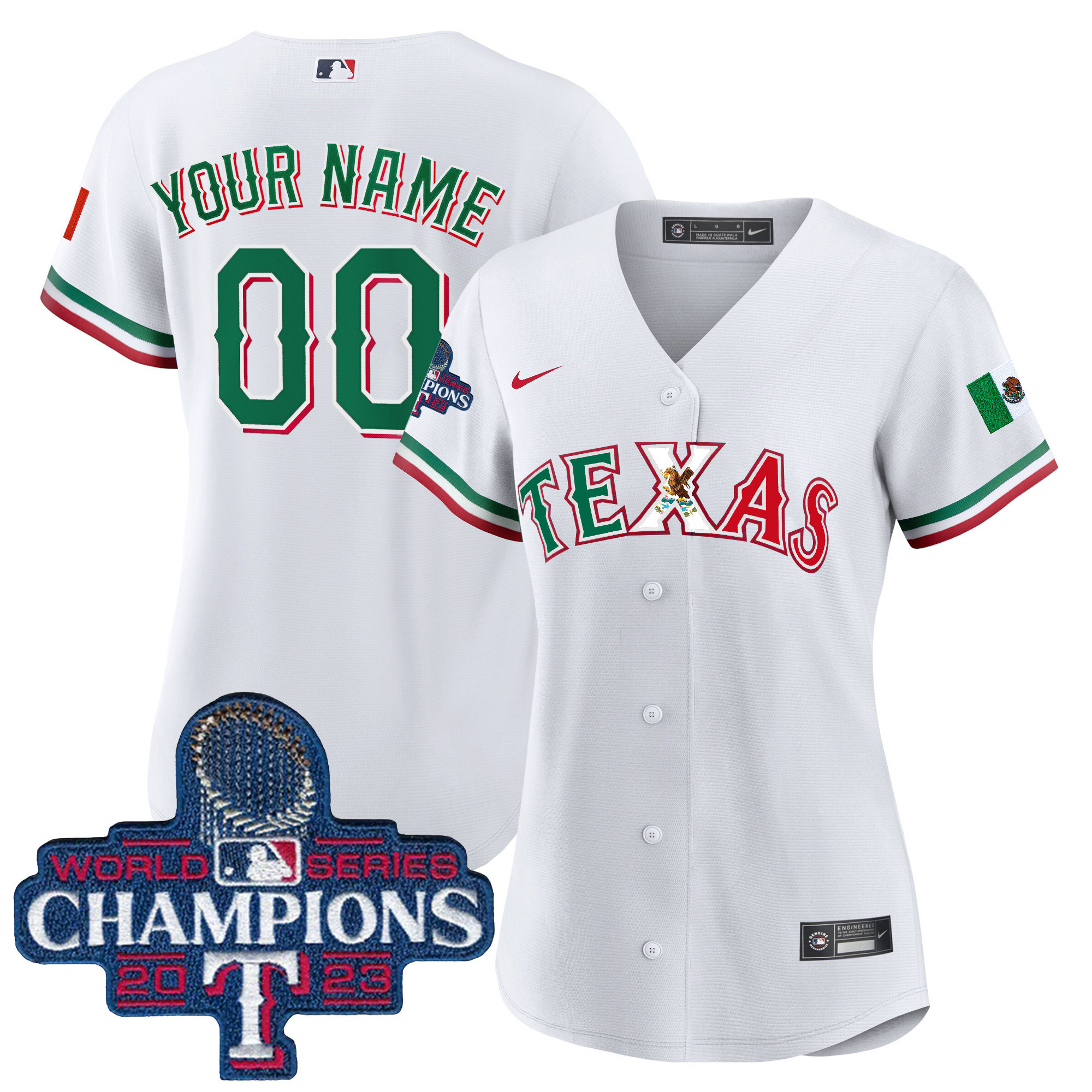 Texas Rangers Mexico 2023 World Series Champions Baseball Custom White Jersey - All Stitched