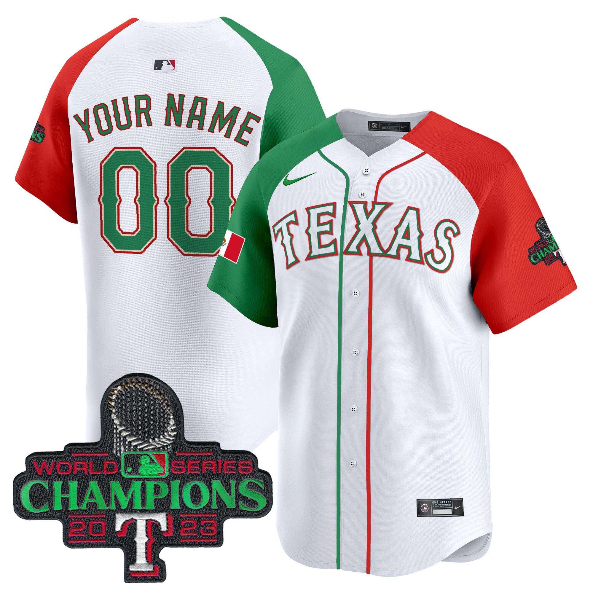 Texas Rangers Mexico Champions Patch Vapor Premier Limited Custom Alternate Jersey - All Stitched