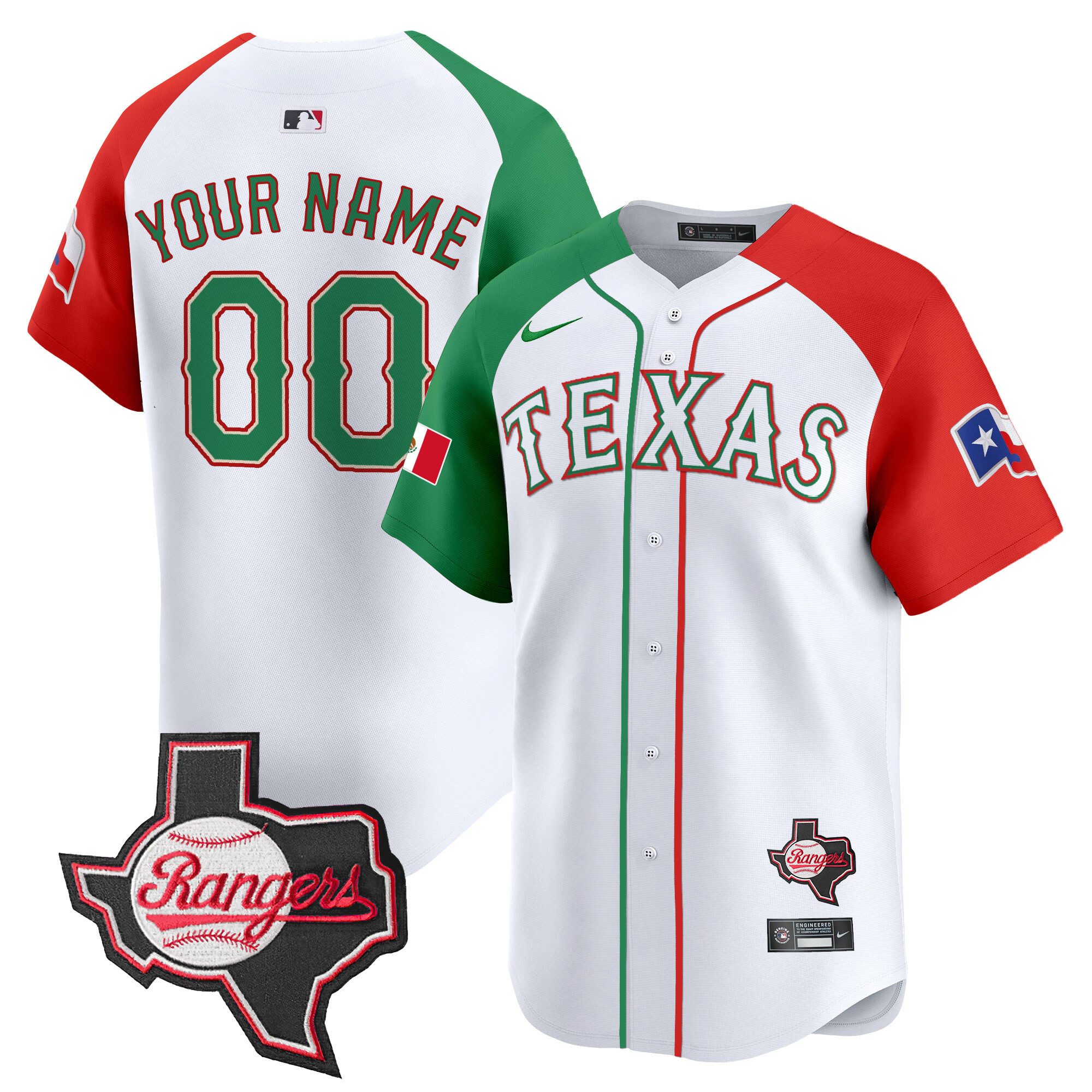 Texas Rangers Mexico Texas Patch Vapor Premier Limited Custom Alternate Jersey - All Stitched