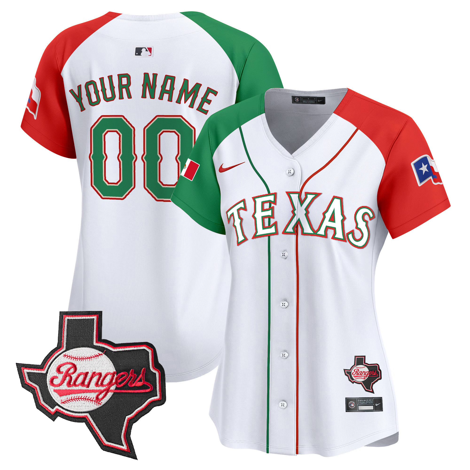 Texas Rangers Mexico Texas Patch Vapor Premier Limited Custom Alternate Jersey - All Stitched