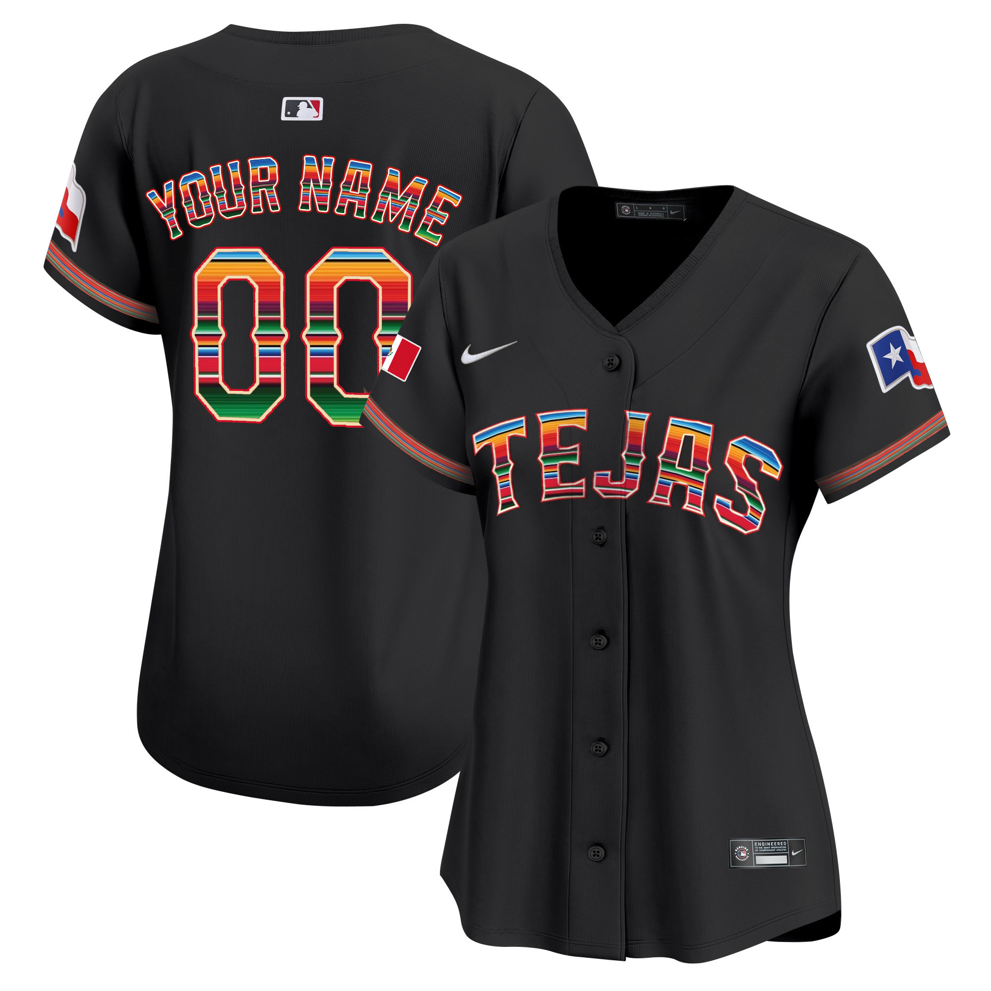 Texas Rangers Mexico Vapor Premier Limited Custom Black Jersey - All Stitched