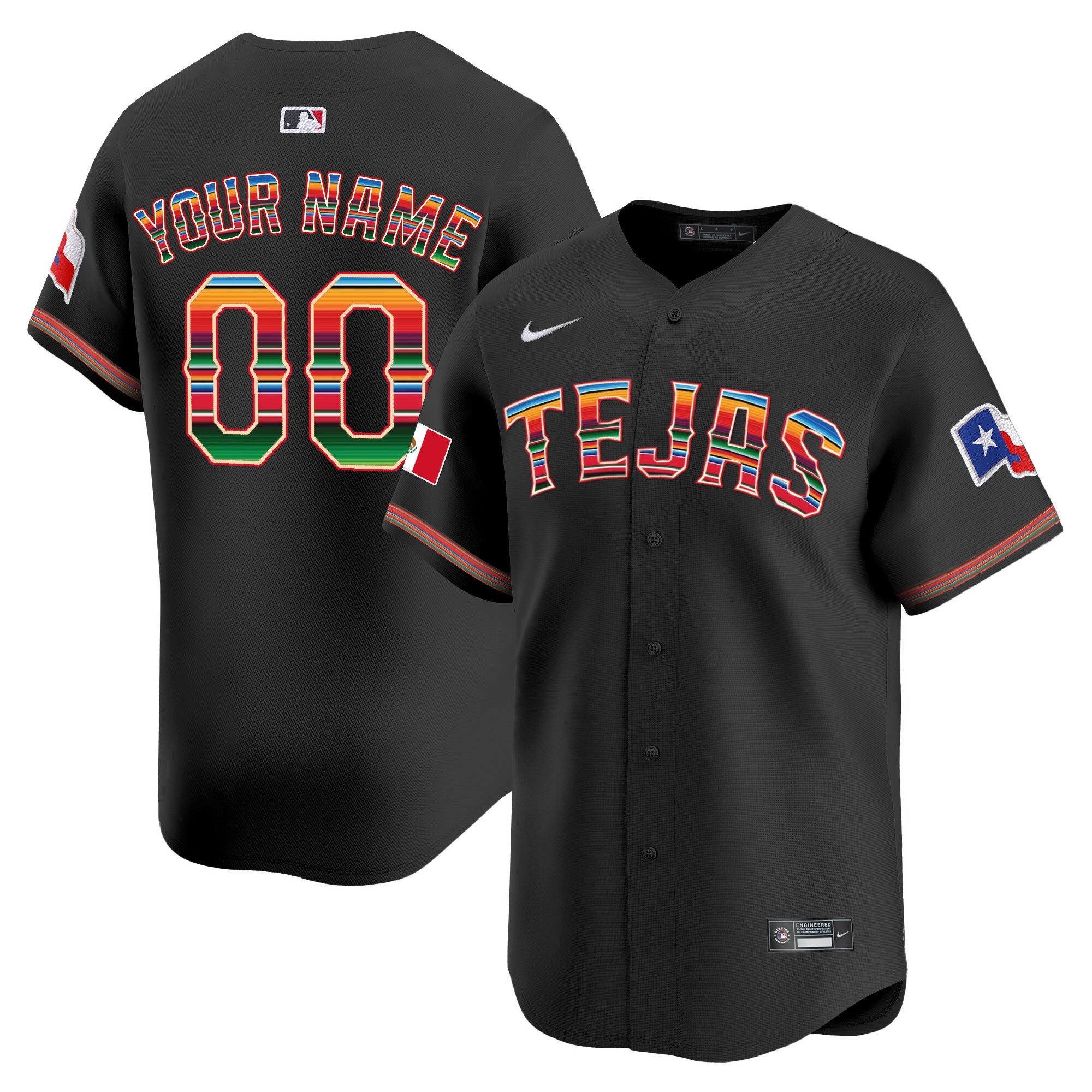 Texas Rangers Mexico Vapor Premier Limited Custom V2 Black Jersey - All Stitched