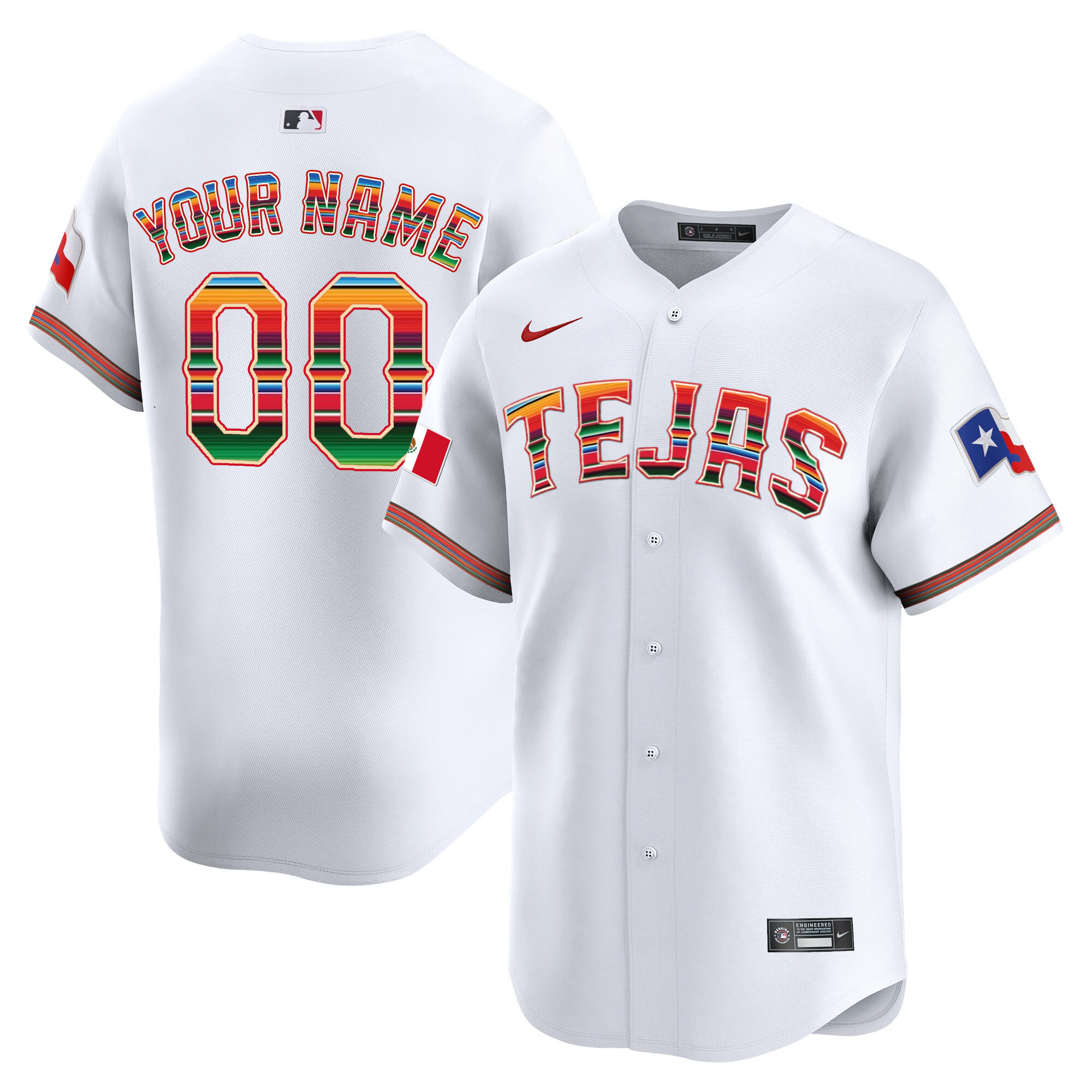 Texas Rangers Mexico Vapor Premier Limited Custom V2 White Jersey - All Stitched