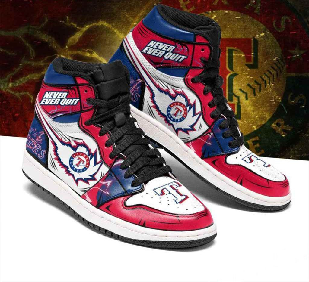 Texas Rangers MLB baseball Fashion Sneakers Basketball Shoes Leather High Top Air Jordan Sneaker, Air Jordan Hightop