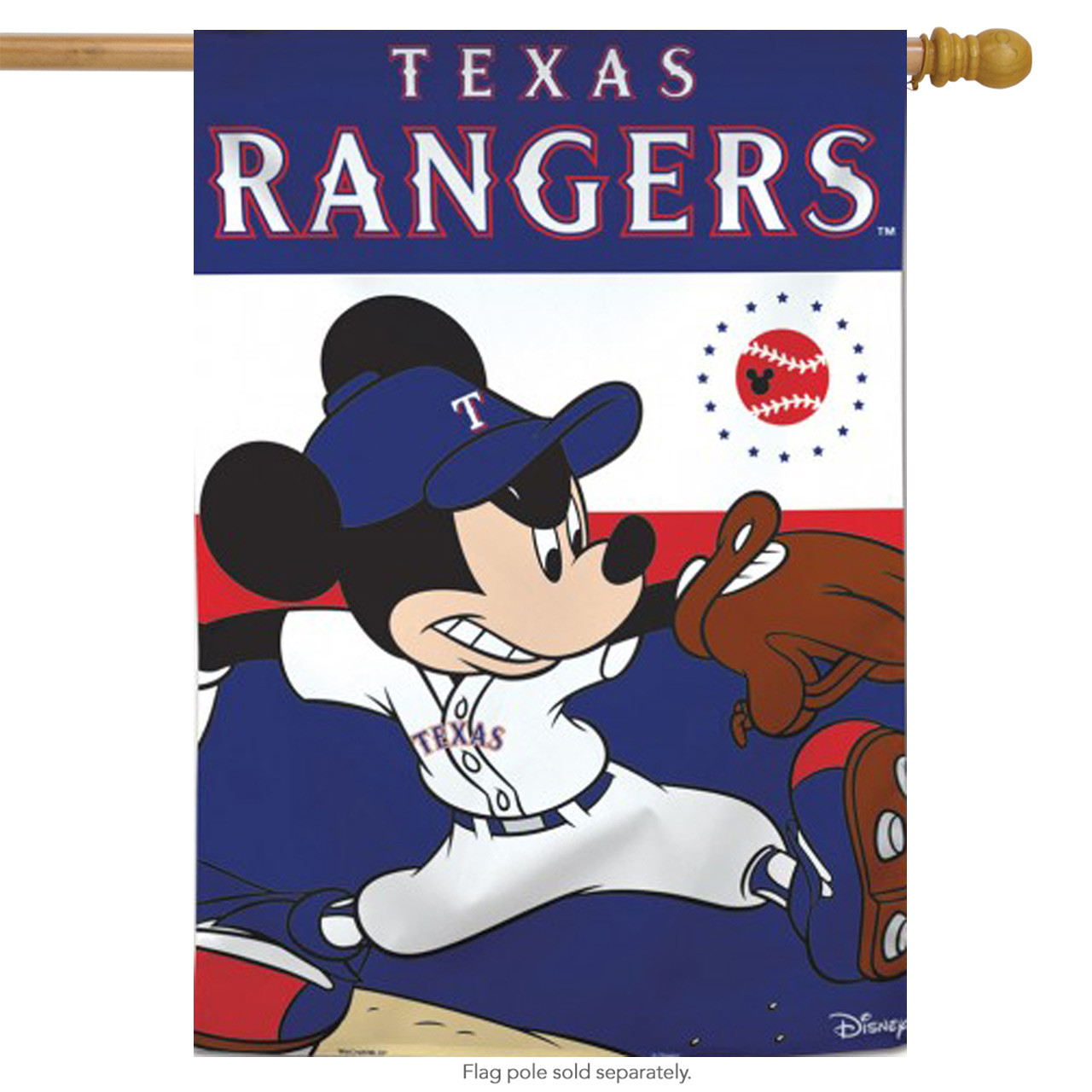 Texas Rangers MLB Mickey Mouse Baseball Garden Flag, House Flag