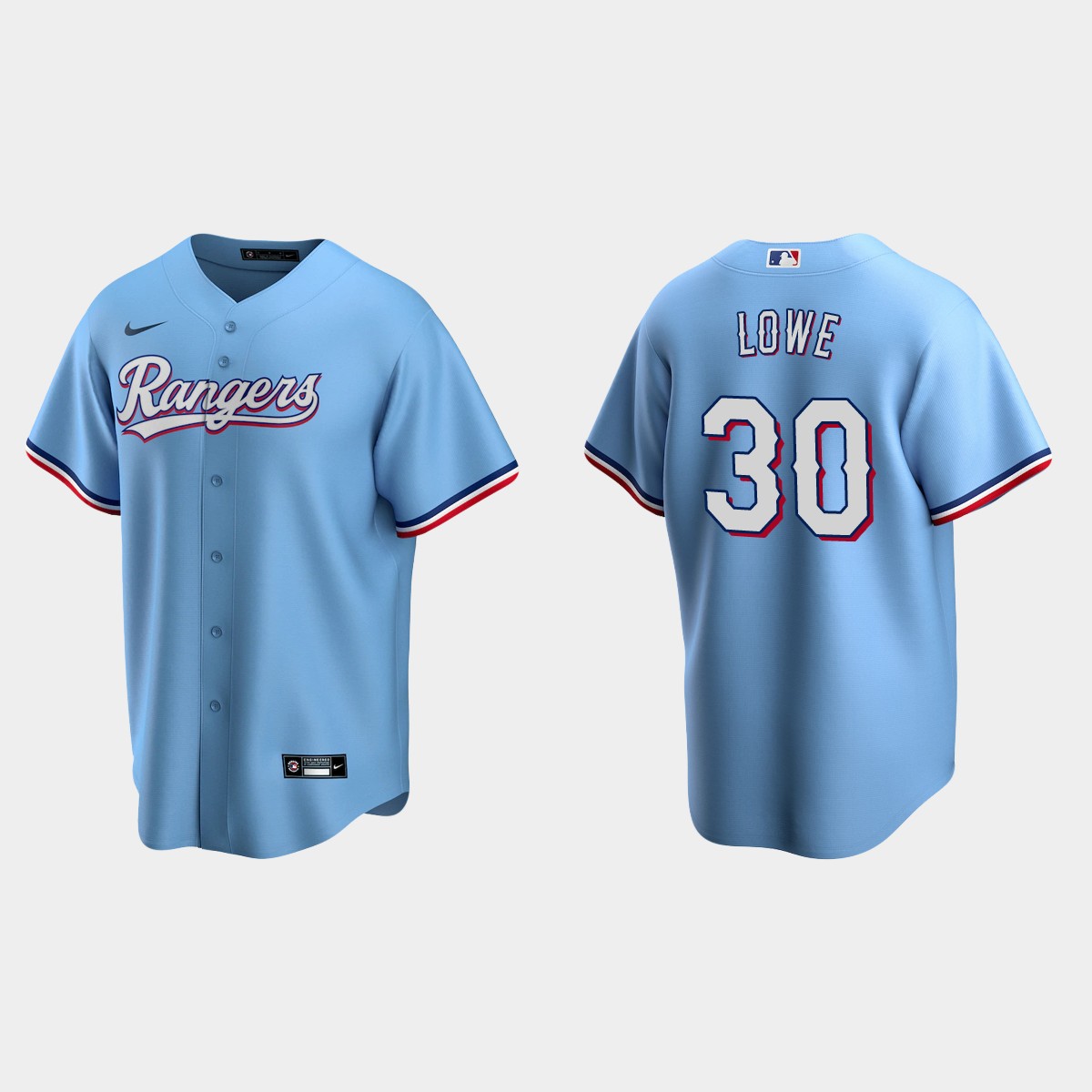 Texas Rangers Nathaniel Lowe Alternate Jersey - Light Blue