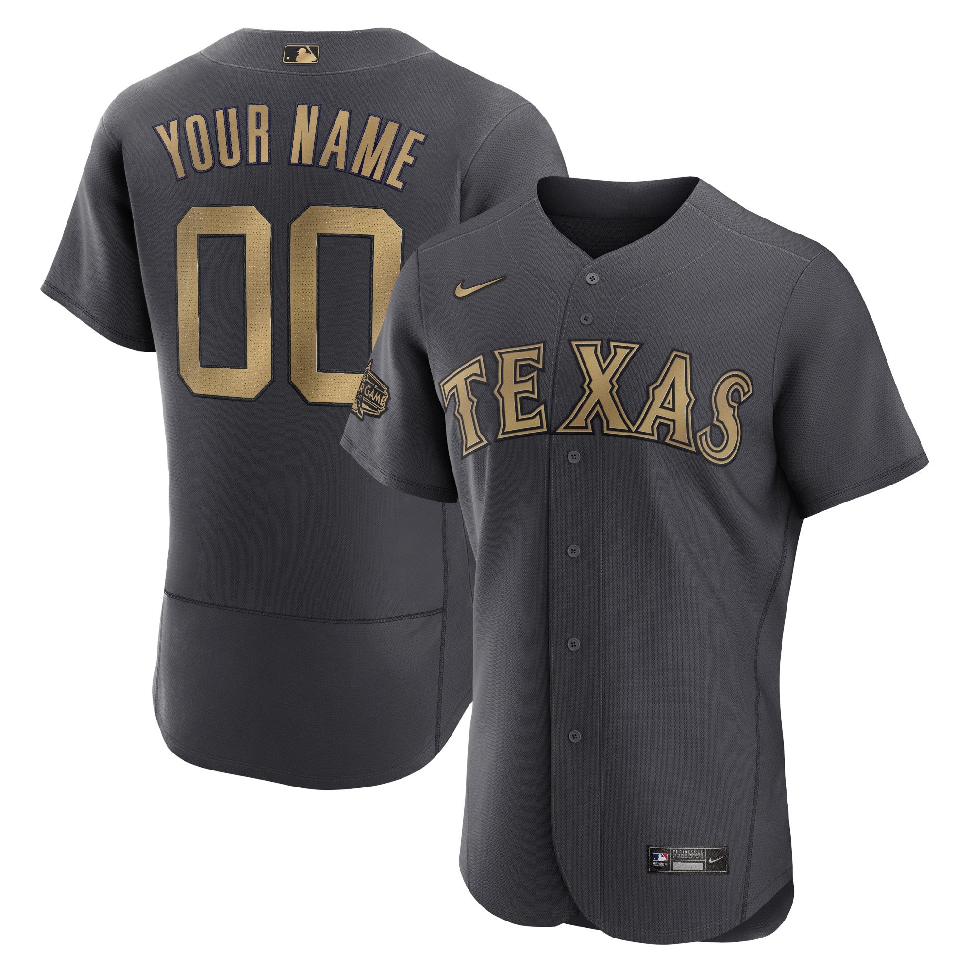 Texas Rangers Nike 2022 MLB All-Star Game Authentic Custom Stitched Jersey – Charcoal