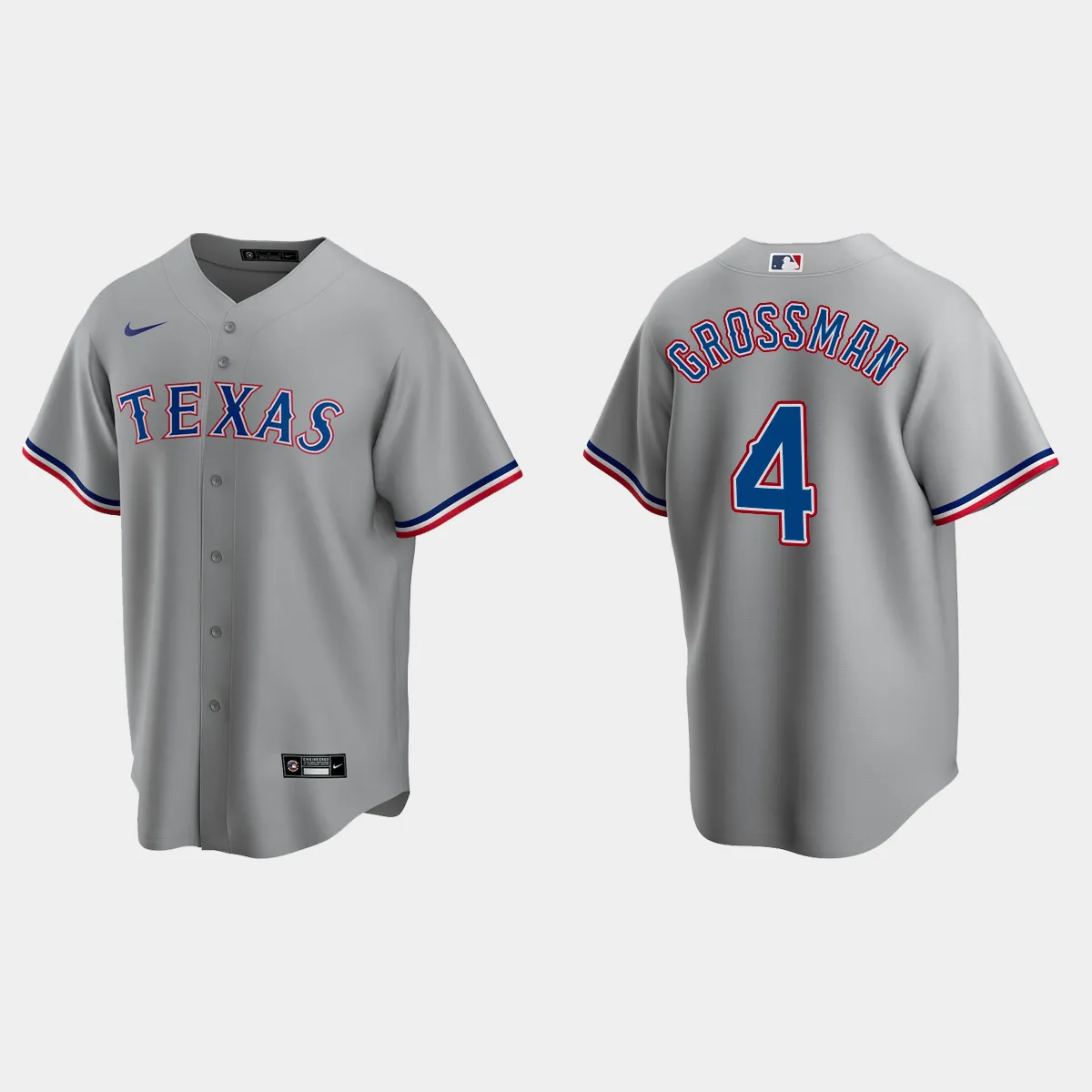 Texas Rangers Robbie Grossman Road Jersey - Gray