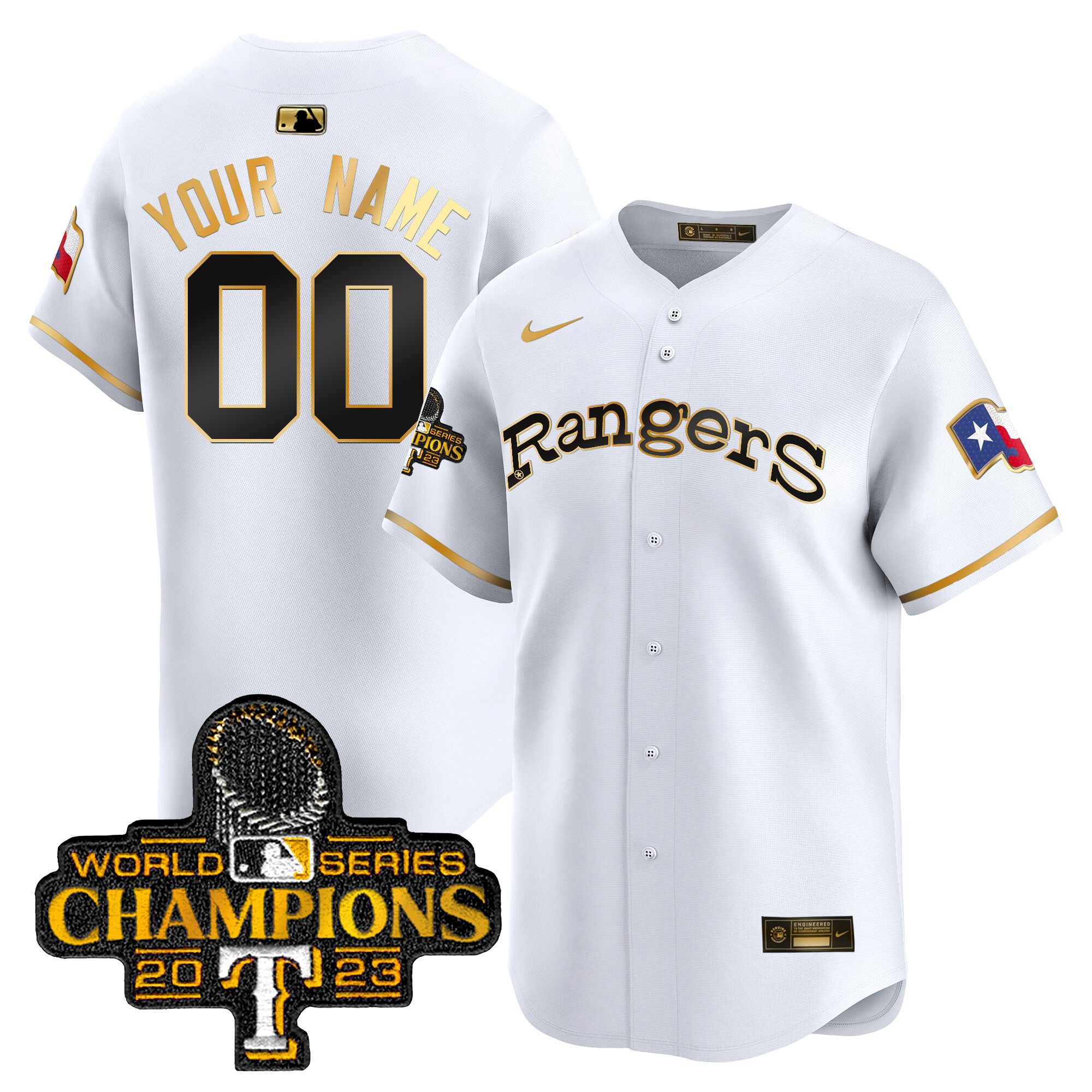 Texas Rangers Throwback 1972 Vapor Premier Limited Custom White Gold Jersey - All Stitched