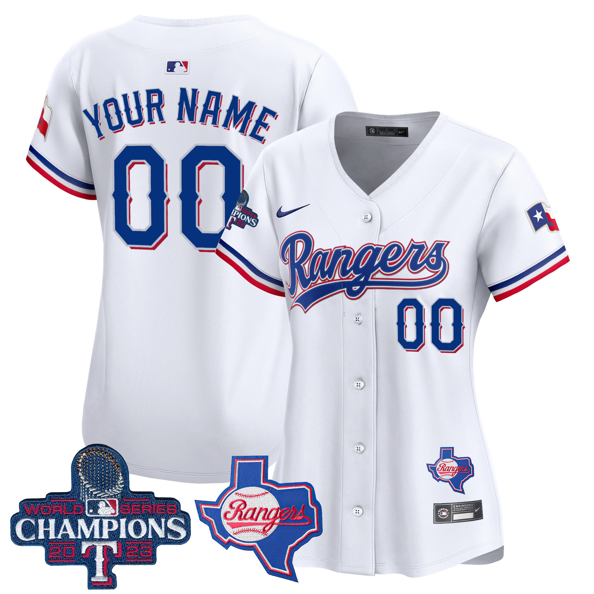 Texas Rangers World Series Champions Vapor Premier Limited Custom V2 White Jersey - All Stitched