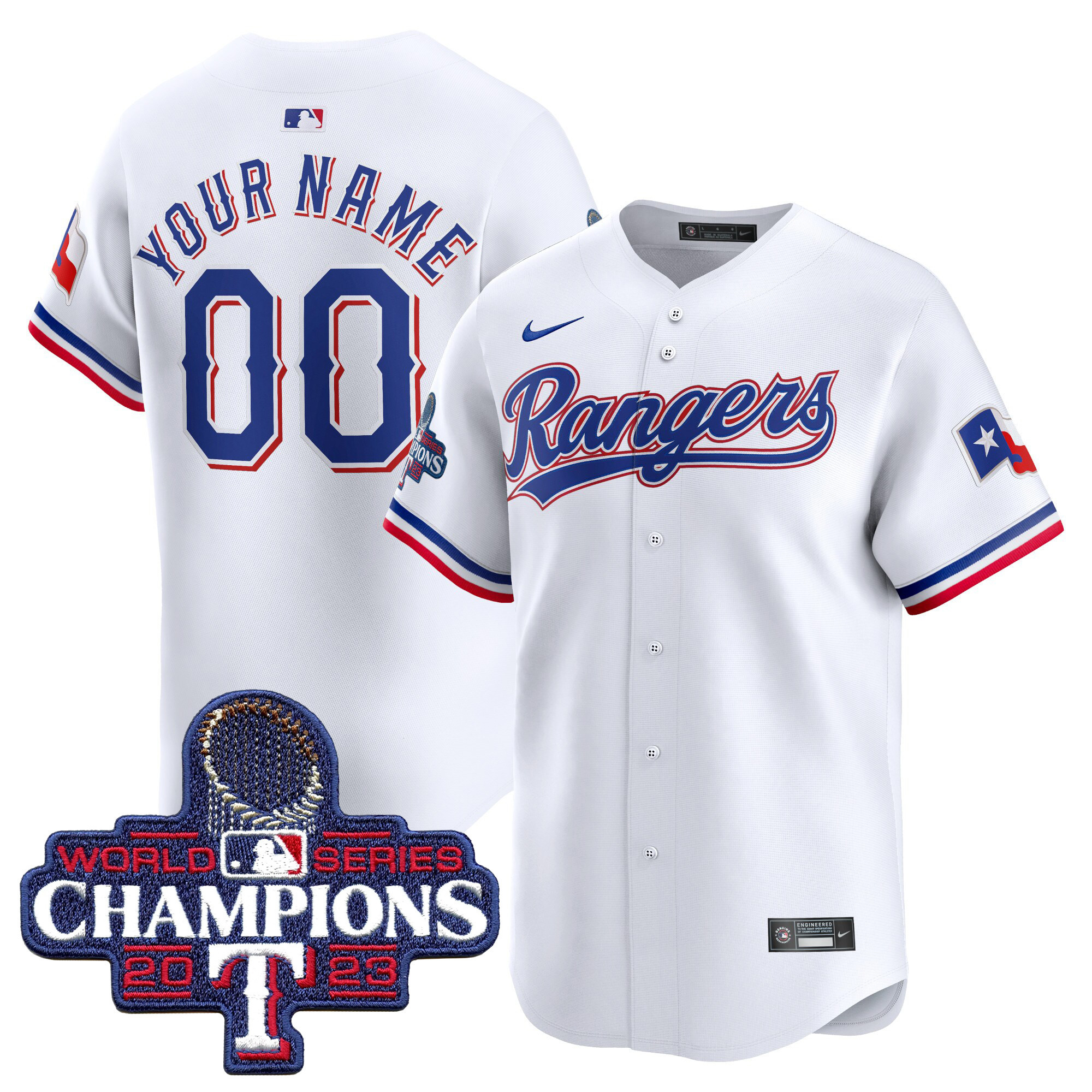 Texas Rangers World Series Champions Vapor Premier Limited Custom White Jersey - All Stitched
