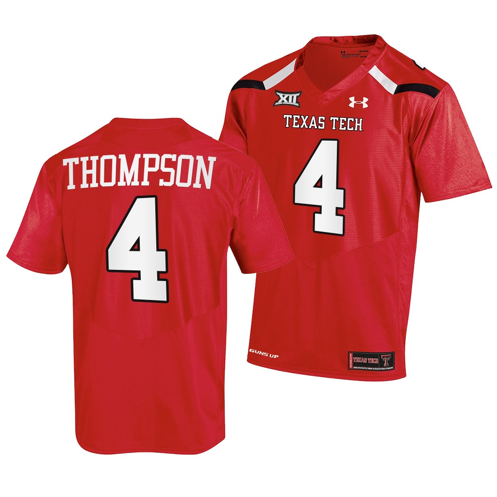Texas Tech Red Raiders #4 SaRodrick Thompson 2022-23 College Red Jersey Men's
