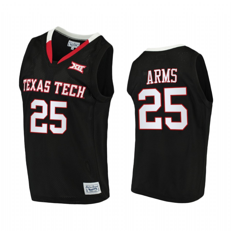 Texas Tech Red Raiders Adonis Arms Jersey 2022 College Black Throwback Uniform