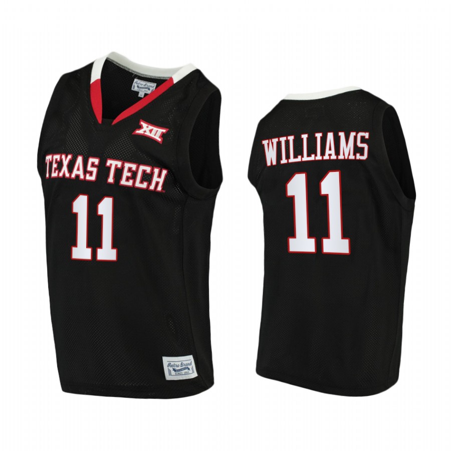 Texas Tech Red Raiders Bryson Williams Jersey 2022 College Black Throwback Uniform