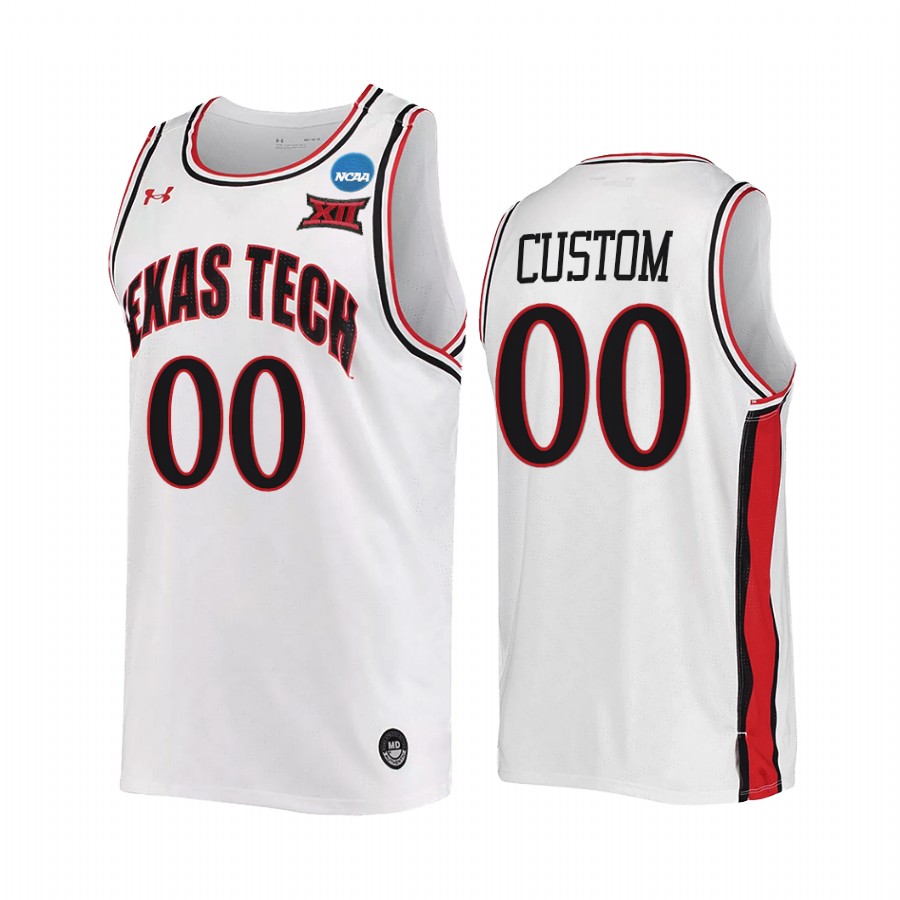 Texas Tech Red Raiders Custom Jersey 2022 NCAA March Madness White Retro Uniform