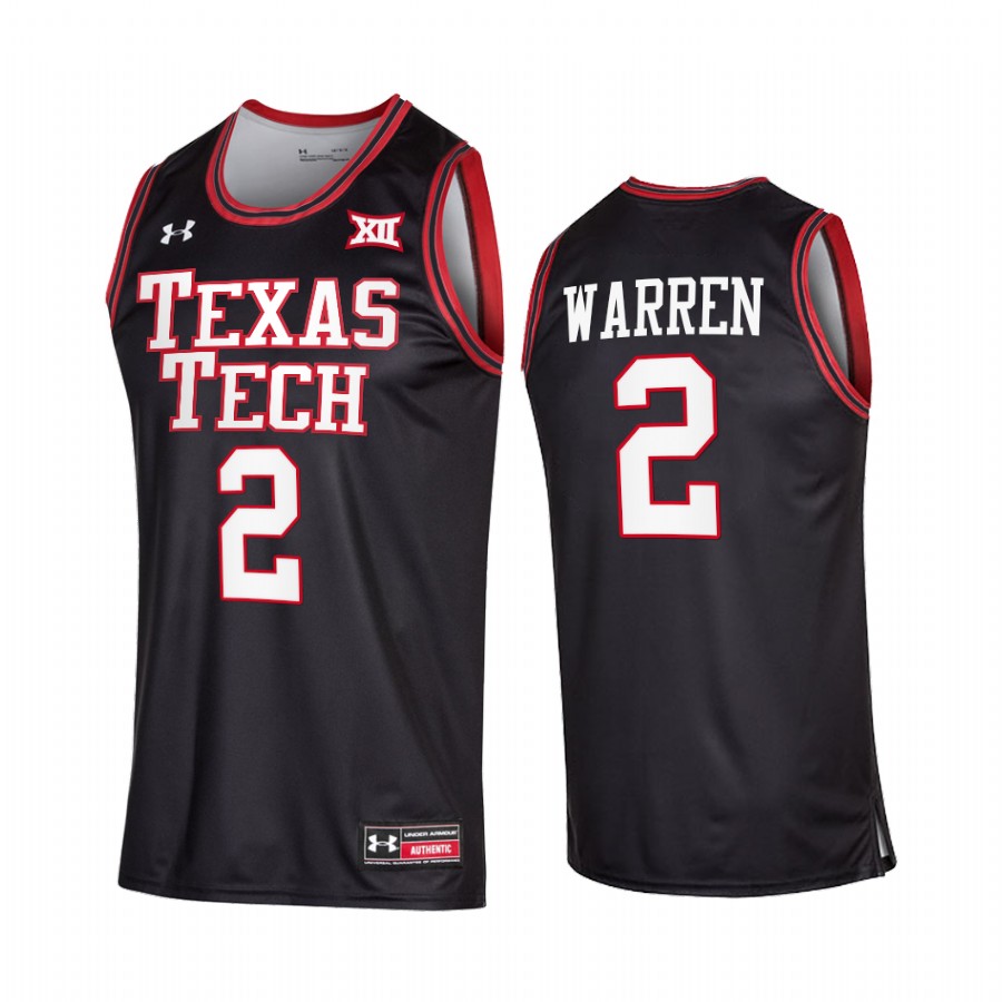 Texas Tech Red Raiders Davion Warren Jersey 2022 College Black Uniform