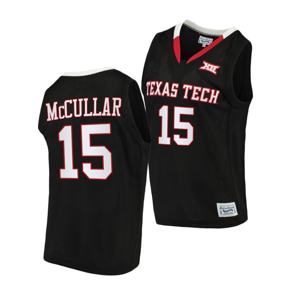 Texas Tech Red Raiders Kevin McCullar #15 Black College uniform 2022 Throwback Jersey