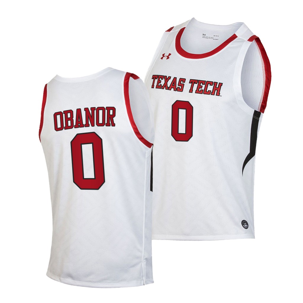 Texas Tech Red Raiders Kevin Obanor Home White 2021 Top Transfers Jersey