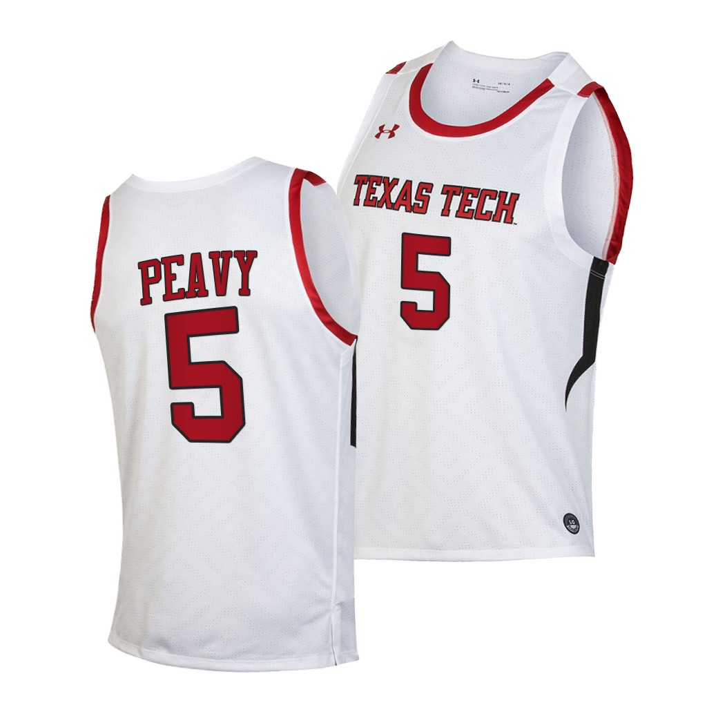 Texas Tech Red Raiders Micah Peavy White 2020-21 Jersey